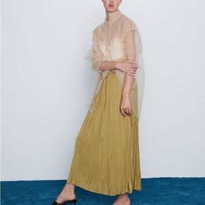 Zara NWT Gold Maxi Skirt